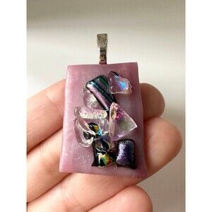 Handcrafted fused dichroic art glass Pendant